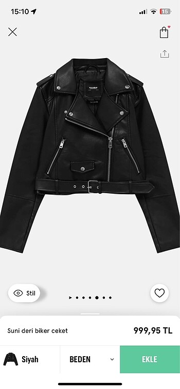 Pull&Bear Suni Deri Biker Ceket