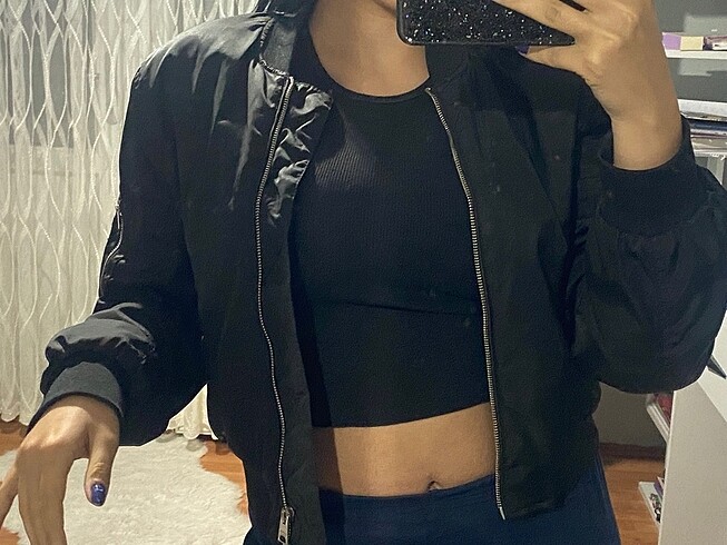 m Beden siyah Renk Pull and bear bomber ceket