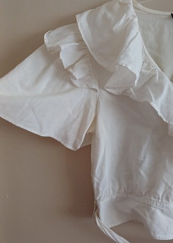 beyaz bağlamalı gömlek - Görsel 2