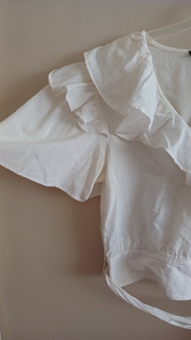 beyaz bağlamalı gömlek - Görsel 2