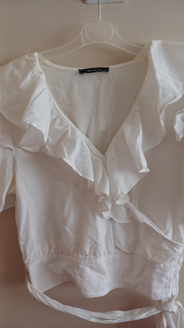 beyaz bağlamalı gömlek - Görsel 3