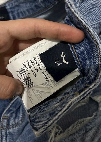 Kadın Mavi Kemerli Mini Denim Şort - Görsel 7