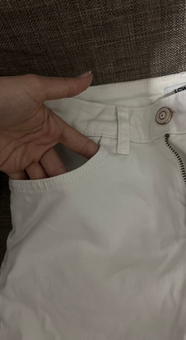 Beyaz Pamuklu Mini Şort - Görsel 5