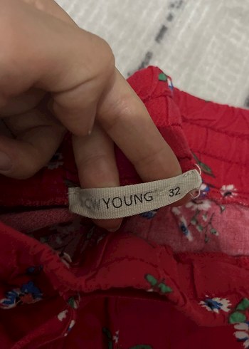 Kırmızı Bağcıklı Bohem Mini Şort - Görsel 2