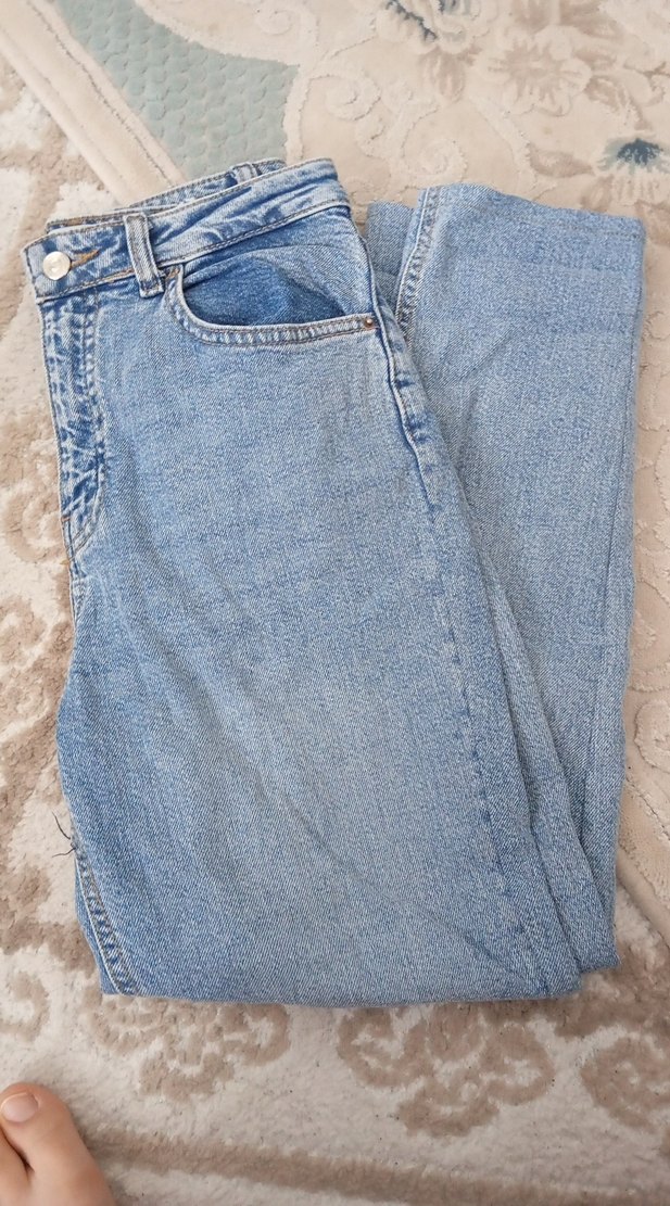 Mavi Düğmeli Midi Denim Kadın Jean - Görsel 2