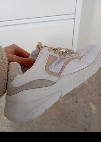 Beyaz Platform Topuklu Kadın Spor Ayakkabı - Görsel 3