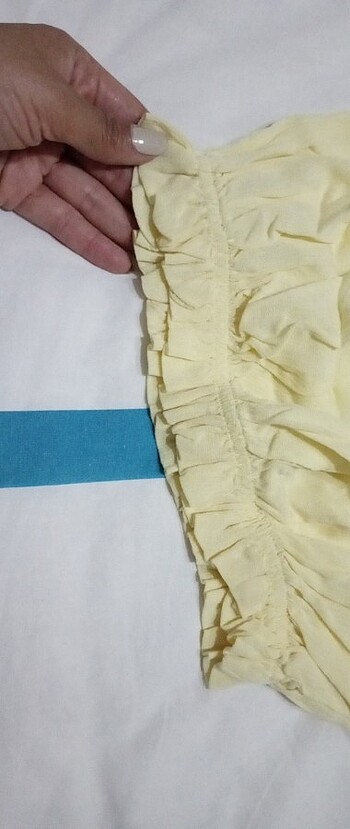 s Beden sarı Renk Kısa beli lastikli bluz