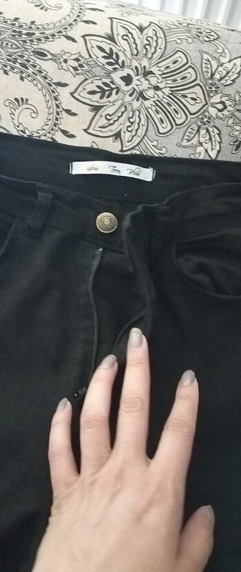 m Beden Siyah İspanyol paça kot pantolon