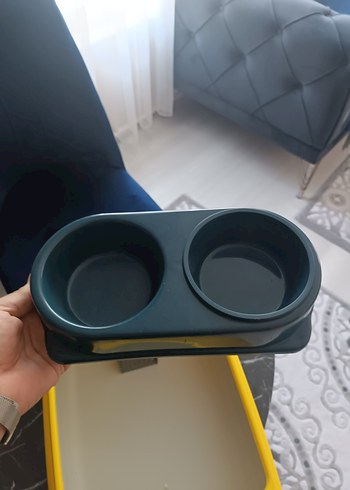 Sarı Kedi Tuvalet Kabı ve Gri Mama Kabı - Görsel 4