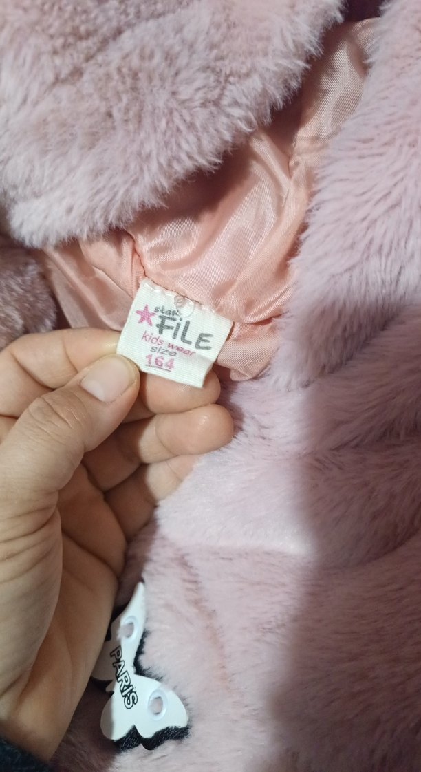 Kız Çocuk Pembe Kapüşonlu Peluş Yelek - Görsel 3