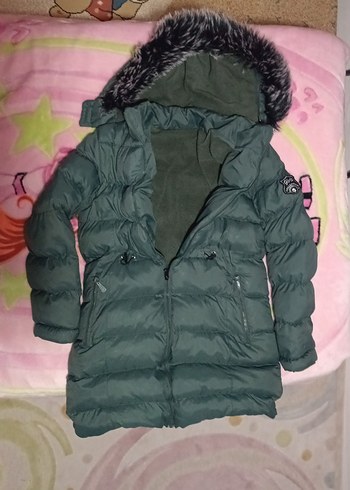 Kürk Detaylı Yeşil Çocuk Kışlık Mont - Görsel 3