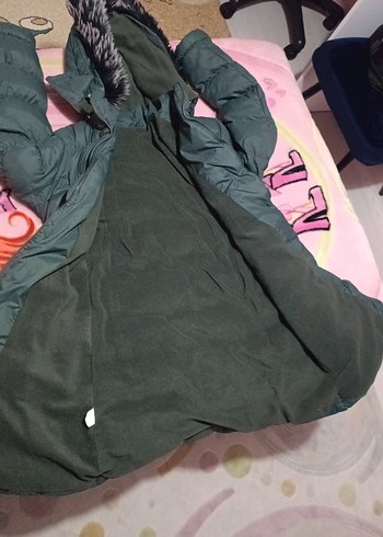 Kürk Detaylı Yeşil Çocuk Kışlık Mont - Görsel 7