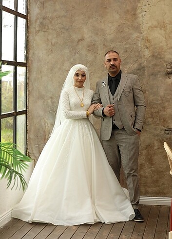 38 Beden beyaz Renk Gelinlik