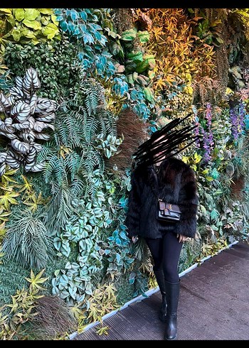 Siyah Kürklü Kadın Midi Mont - Görsel 5