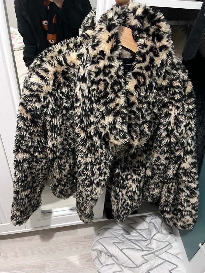 Leopar Desenli Kadın Suni Kürk Ceket - Görsel 3