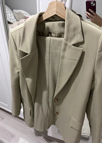 Bej Düğmeli Kadın Blazer Ceket - Görsel 2