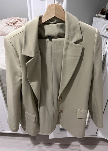 Bej Düğmeli Kadın Blazer Ceket - Görsel 4