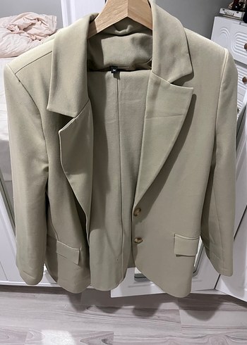 Bej Düğmeli Kadın Blazer Ceket - Görsel 3