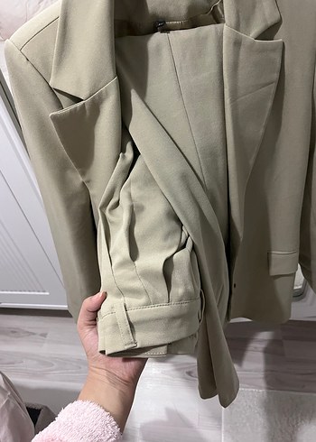 Bej Düğmeli Kadın Blazer Ceket - Görsel 5