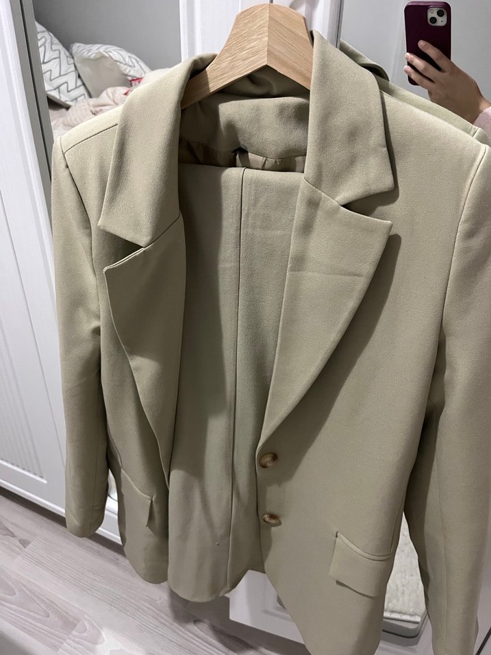 Bej Düğmeli Kadın Blazer Ceket - Görsel 2