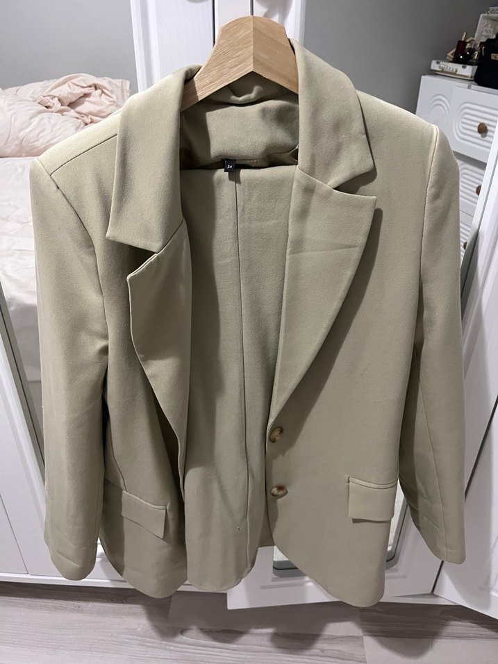 Bej Düğmeli Kadın Blazer Ceket - Görsel 4