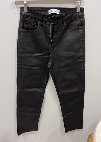 Zara Siyah Deri Fermuarlı Kadın Pantolon - Görsel 3