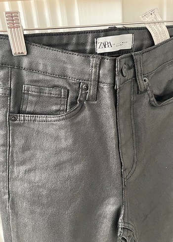 Siyah Kemerli mumlu Kadın Pantolon - Görsel 2