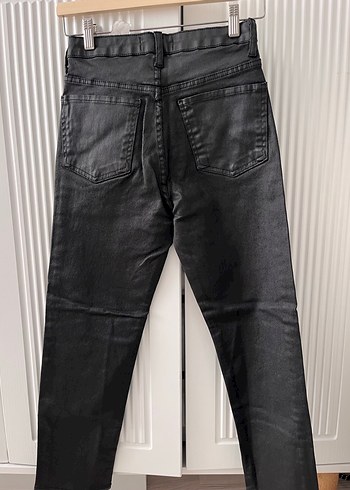 Siyah Kemerli mumlu Kadın Pantolon - Görsel 5