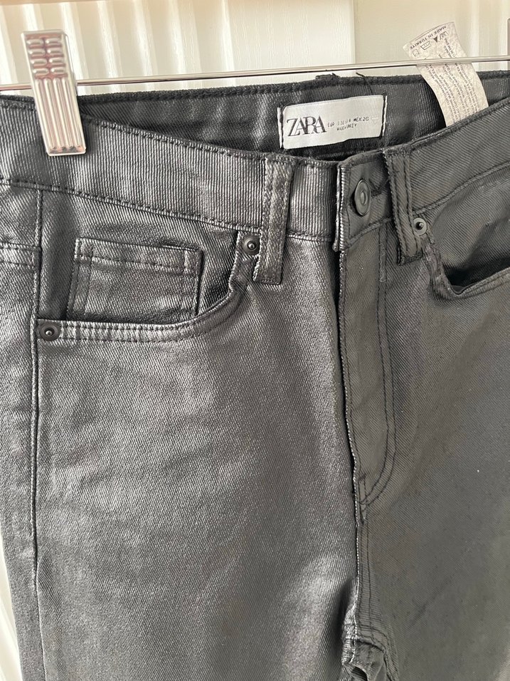 Siyah Kemerli mumlu Kadın Pantolon - Görsel 2