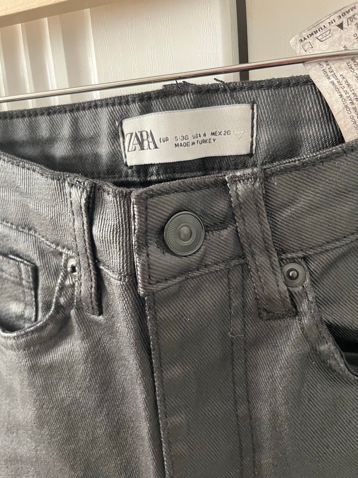 Siyah Kemerli mumlu Kadın Pantolon - Görsel 3