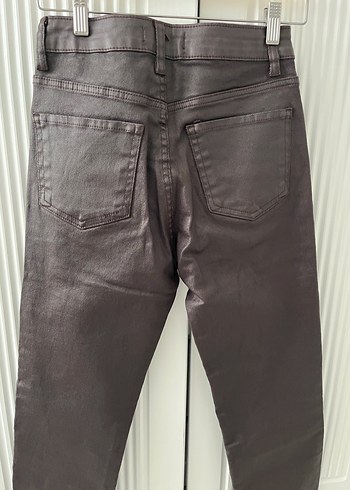 Kadın Kahverengi Deri Kumaş Pantolon - Görsel 4