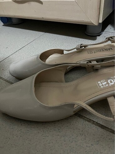 bej renki hafif topuklu ayakkabı - Görsel 3