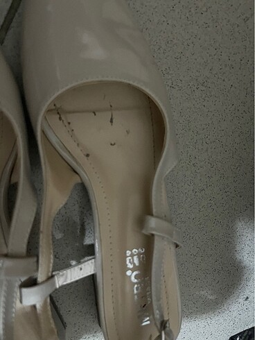 bej renki hafif topuklu ayakkabı - Görsel 4