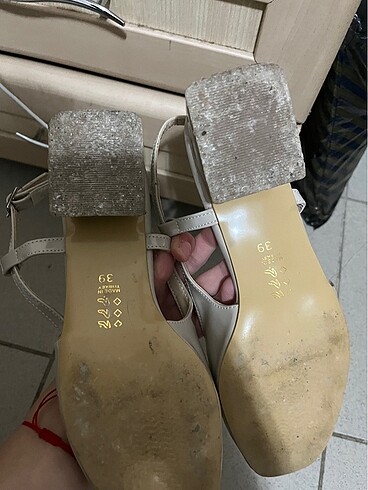 bej renki hafif topuklu ayakkabı - Görsel 5