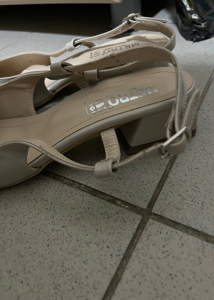 bej renki hafif topuklu ayakkabı - Görsel 2