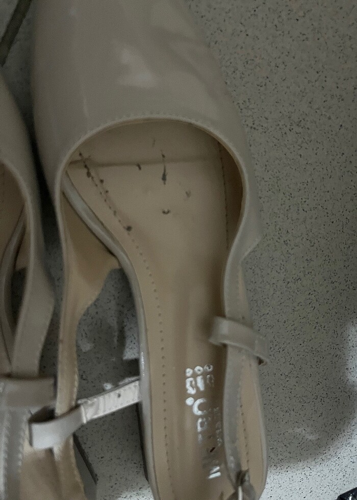 bej renki hafif topuklu ayakkabı - Görsel 4