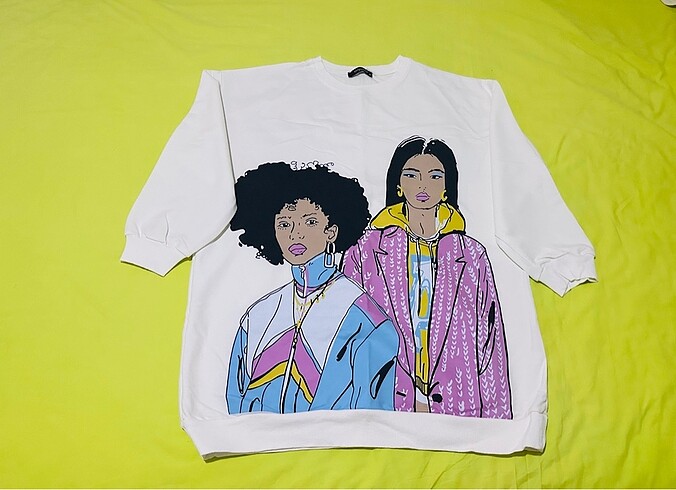 Oversize resimli sweattshirt
