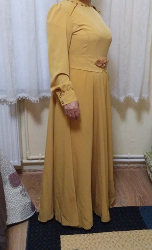 Sarı renk abiye elbise 44 beden 