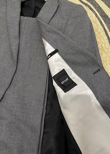 46-6 drop Beden gri Renk Gri Erkek Slim Fit Takım Elbise