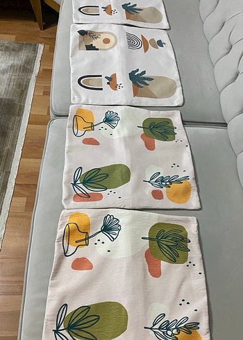 Çağdaş Pastel Renkli Baskılı Kırlent 4 adet - Görsel 2