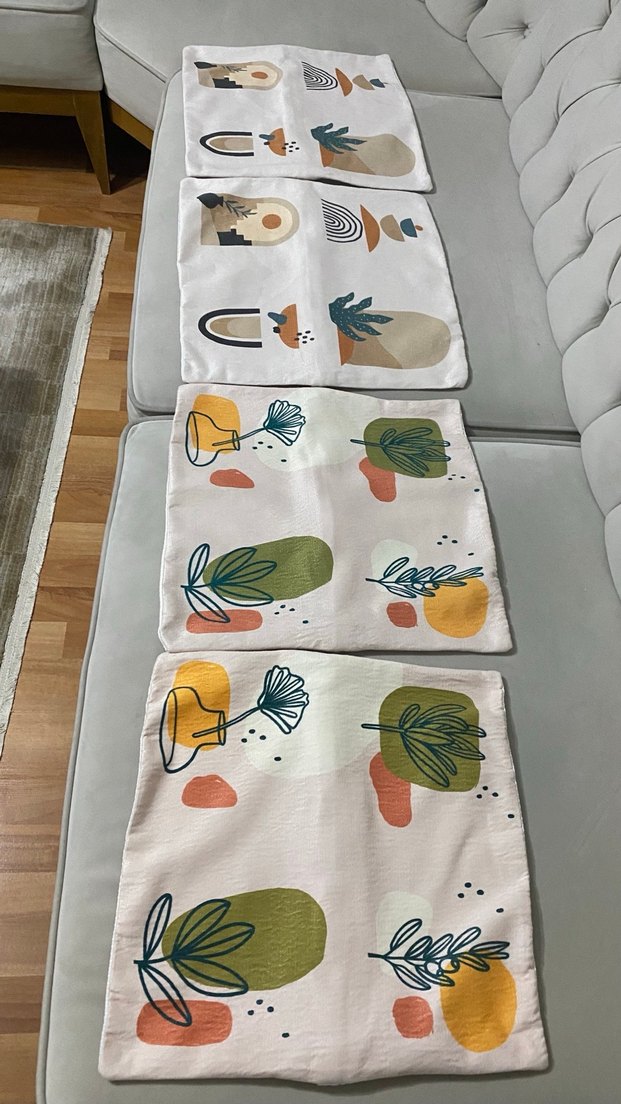 Çağdaş Pastel Renkli Baskılı Kırlent 4 adet - Görsel 2