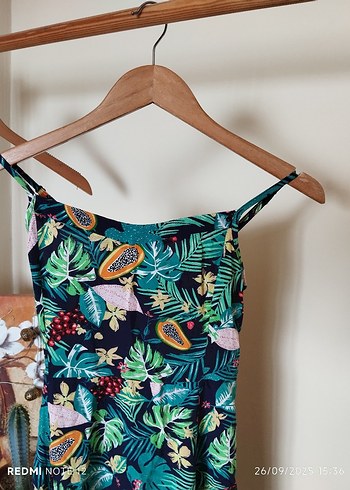 Çok Renkli Straplez Mini Bohem Elbise - Görsel 5