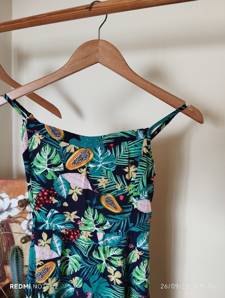 Çok Renkli Straplez Mini Bohem Elbise - Görsel 5