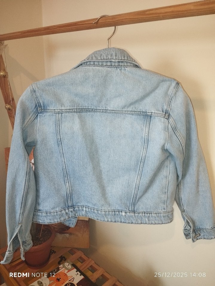 Düğmeli Mavi Denim Kadın Ceket - Görsel 4