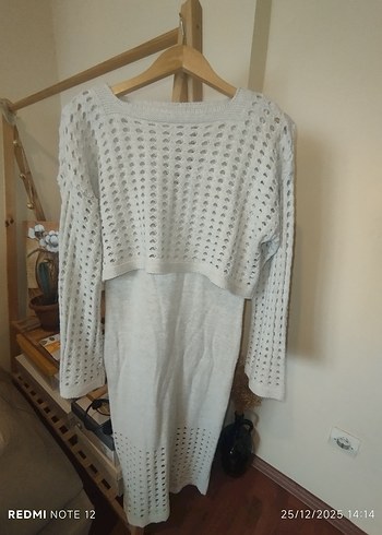 Uzun Örgü Kadın Kazak Beyaz - Görsel 2