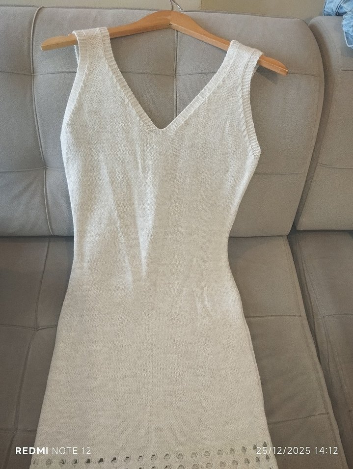 Uzun Örgü Kadın Kazak Beyaz - Görsel 5