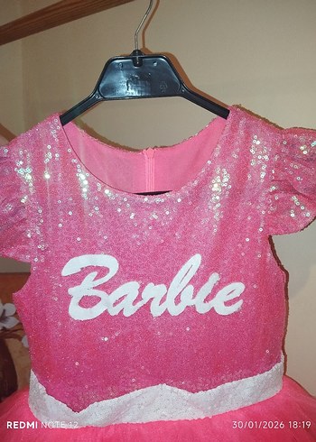 Pembe Barbie Kız Çocuk Elbise - Görsel 2
