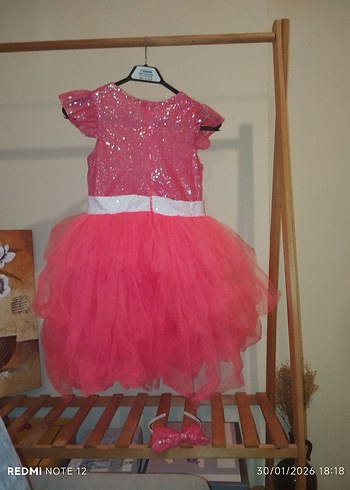 Pembe Barbie Kız Çocuk Elbise - Görsel 5