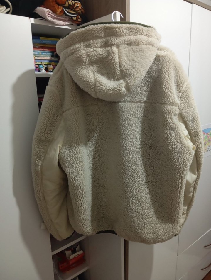 Bej Peluş Erkek Midi Mont - Görsel 3