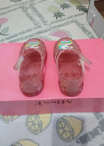 Pembe Simli Unicorn Desenli Kız Terlik - Görsel 2